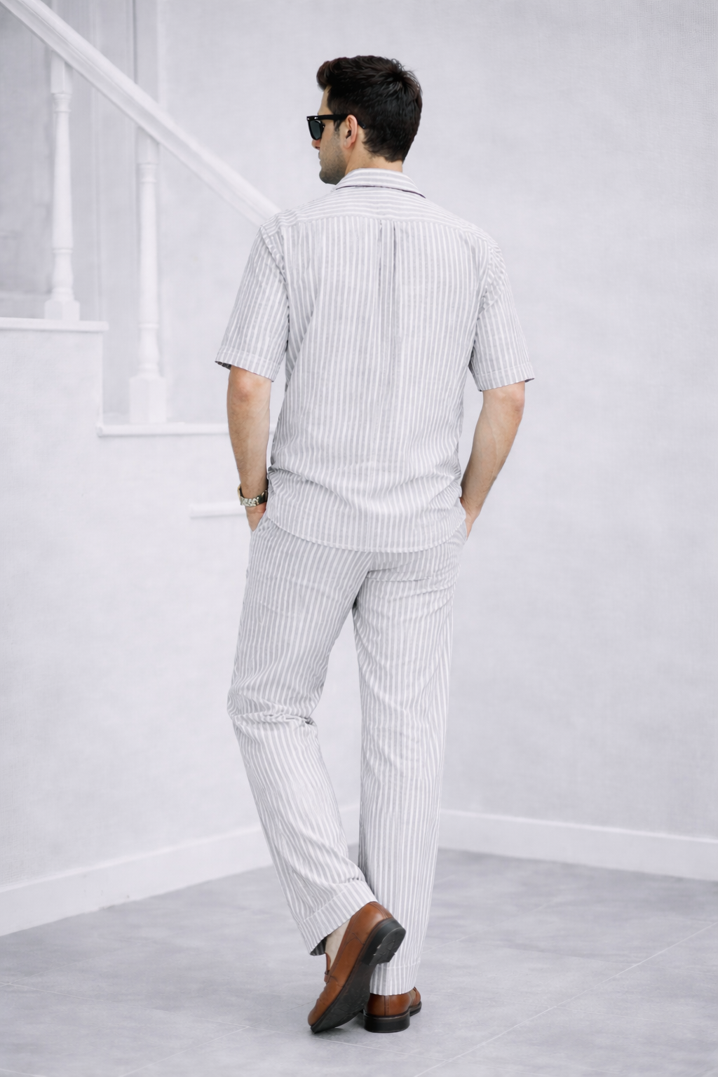 Grey Stripes Luxurious Cotton Co-ord Set