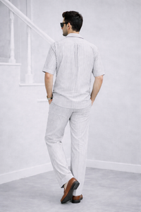 Grey Stripes Luxurious Cotton Co-ord Set