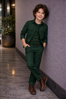Dark green full sleeve kid_s Co-ords set