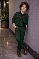 Dark green full sleeve kid_s Co-ords set