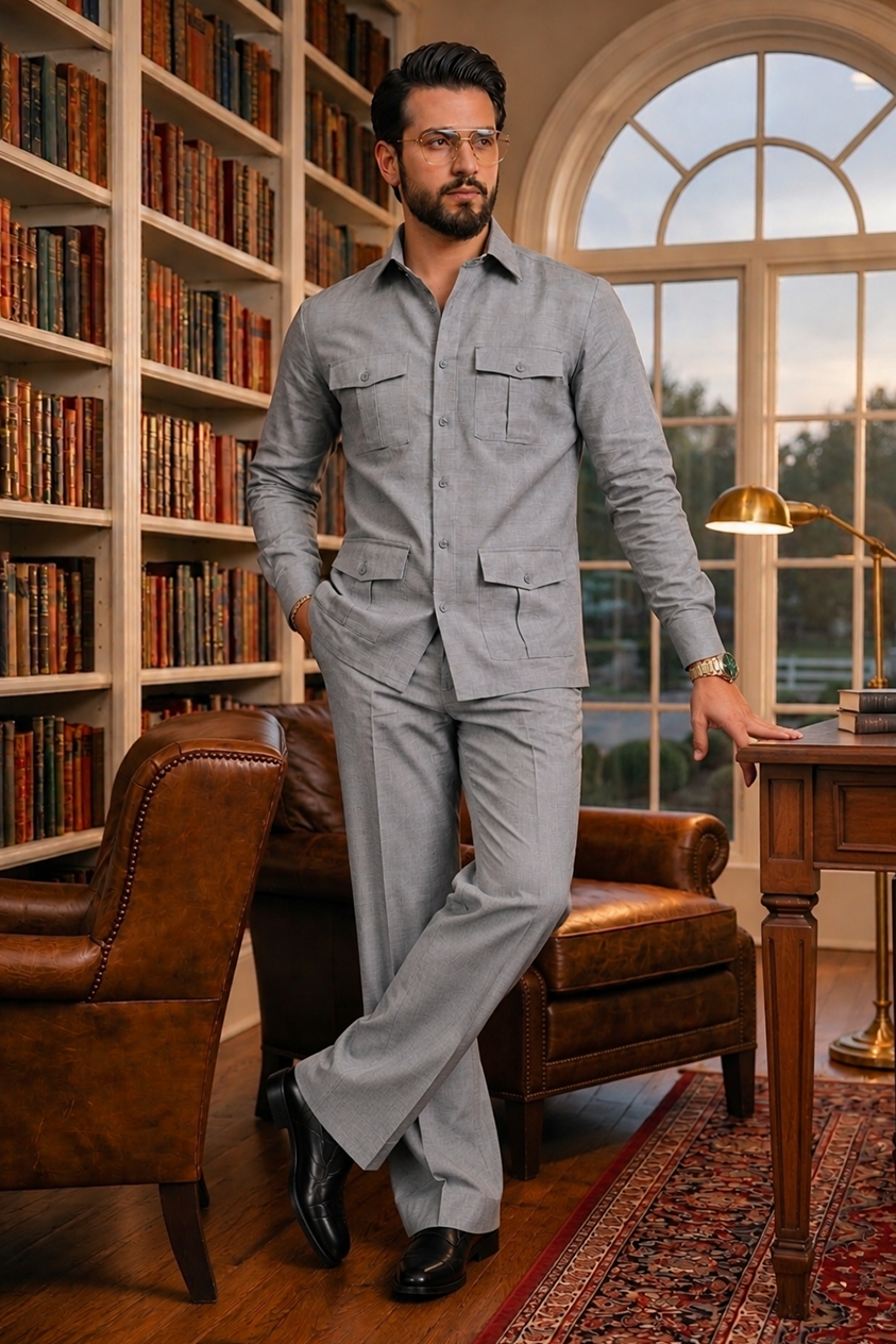 Charcoal grey full sleeve Men Co-ords set_ RR