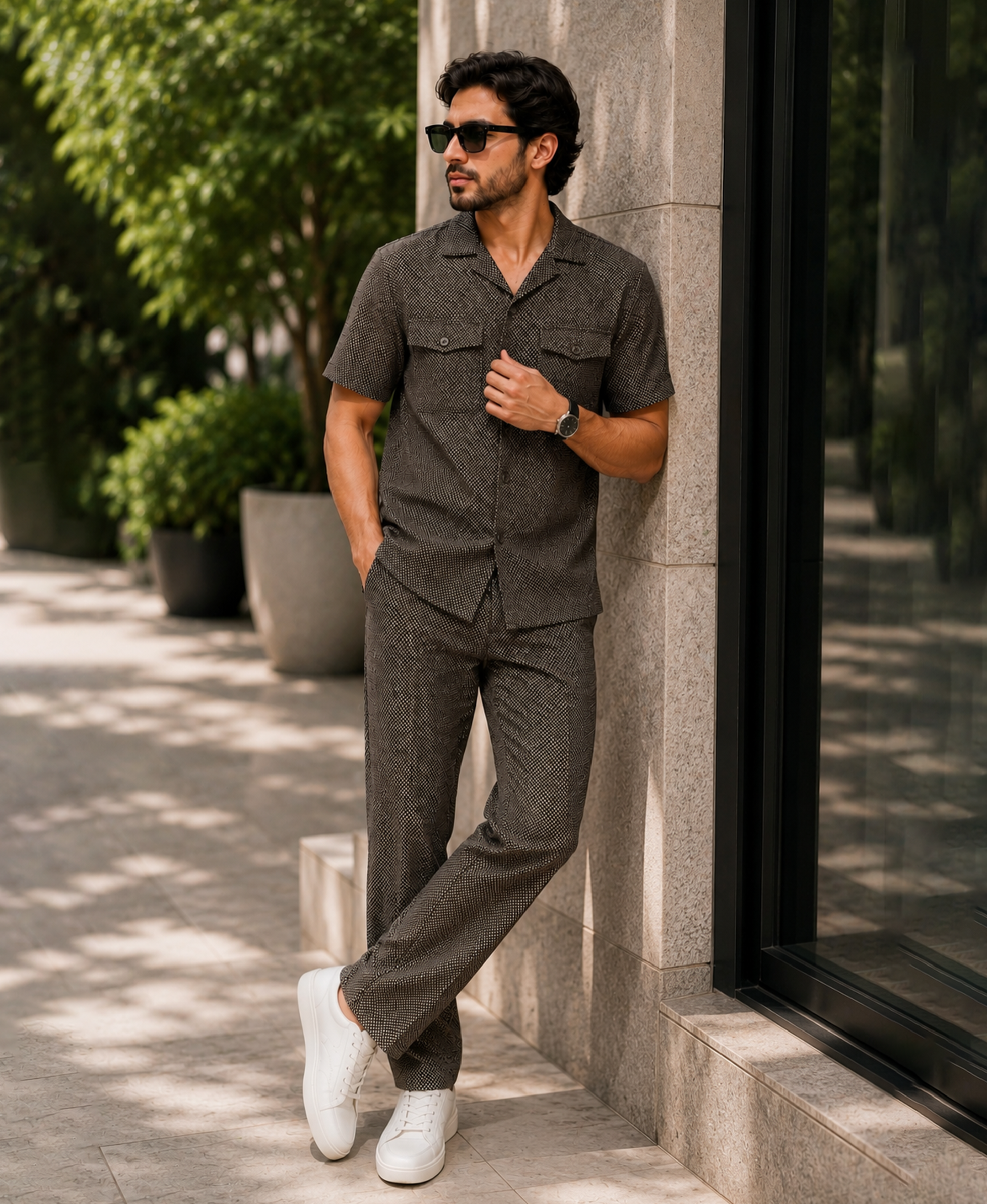 Brown Texture Luxury Summer Co-ords Set