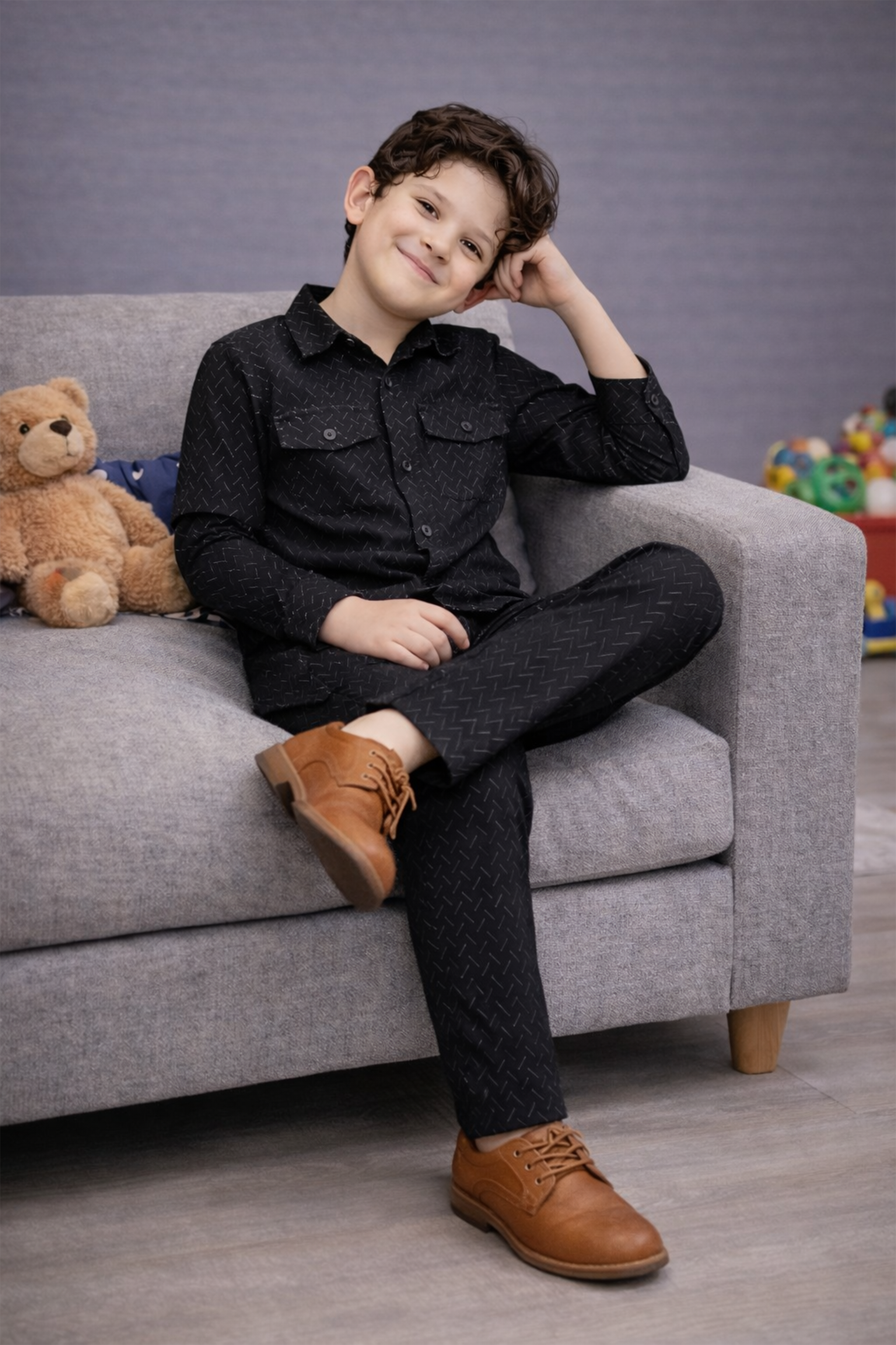 Black printed kids summer Co-ords