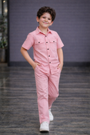 Carnation pink summer kids Co-ords in Irish Linen