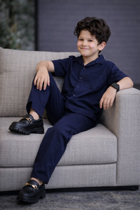 Navy blue premium summer cotton kids Co-ords