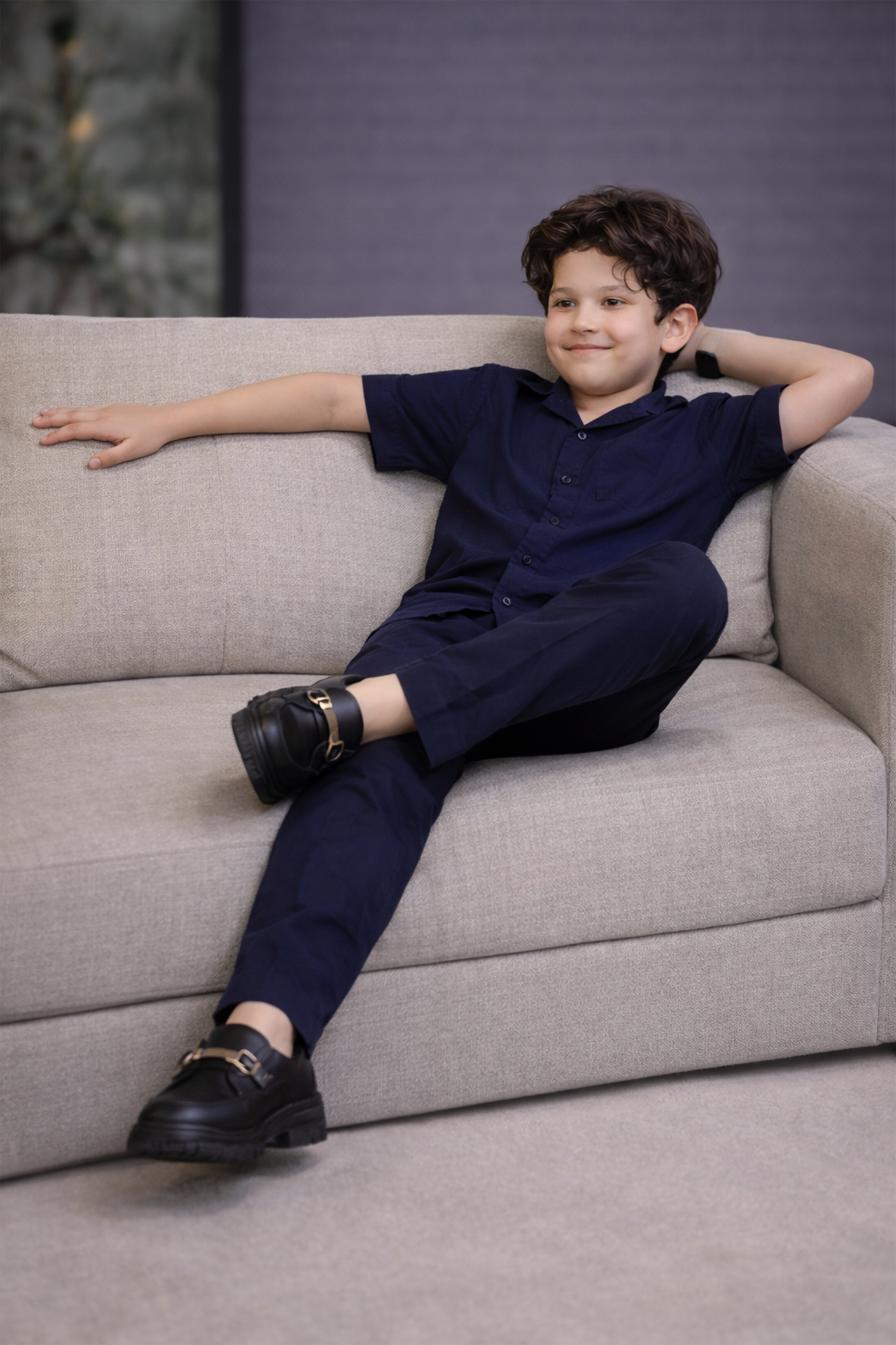 Navy blue premium summer cotton kids Co-ords