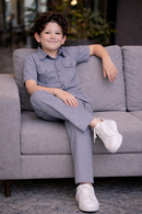 Charcoal Grey summer kids Co-ords in Irish Linen