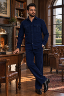 Navy Blue Corduroy Winter Co-ords Set_RR