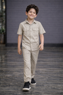 Dune beige kids summer Co-ords in Irish Linen