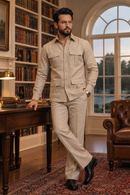 Beige full sleeve 4 pocket Men Co-ords set RR