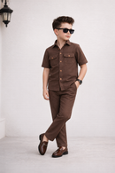 Brown modern kid's Co-ords