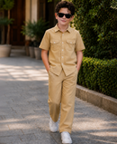 Vegas gold summer kid's Co-ords set in Irish Linen