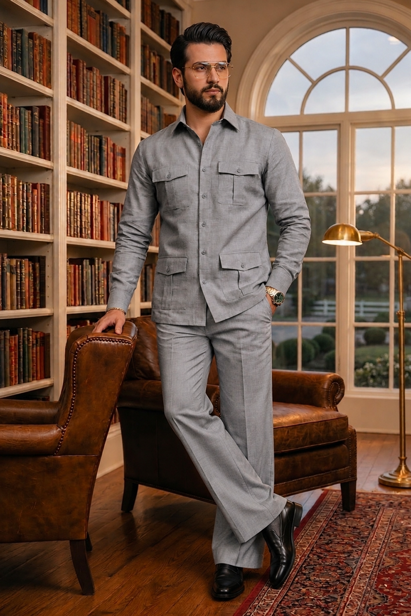 Charcoal grey full sleeve Men Co-ords set_ RR