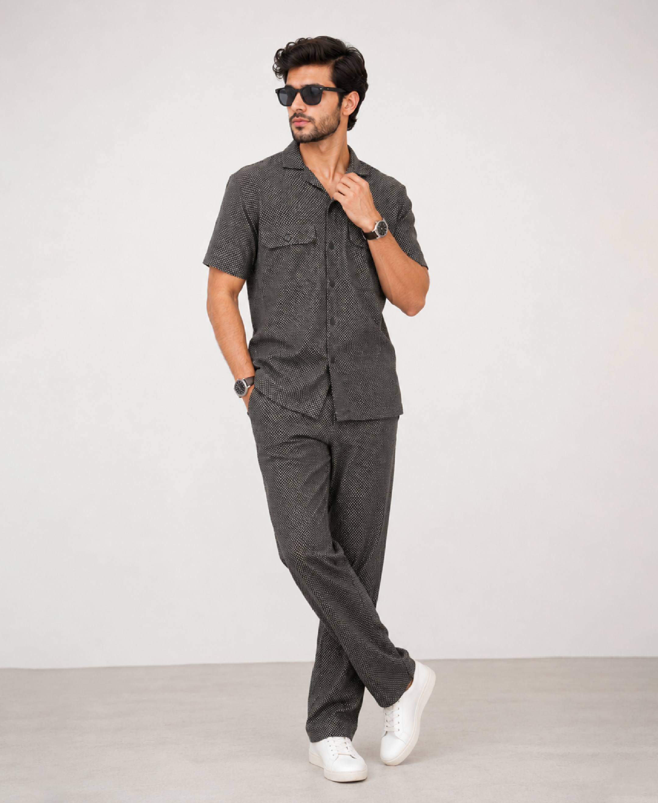 Black Texture Luxury Summer Co-ord Set
