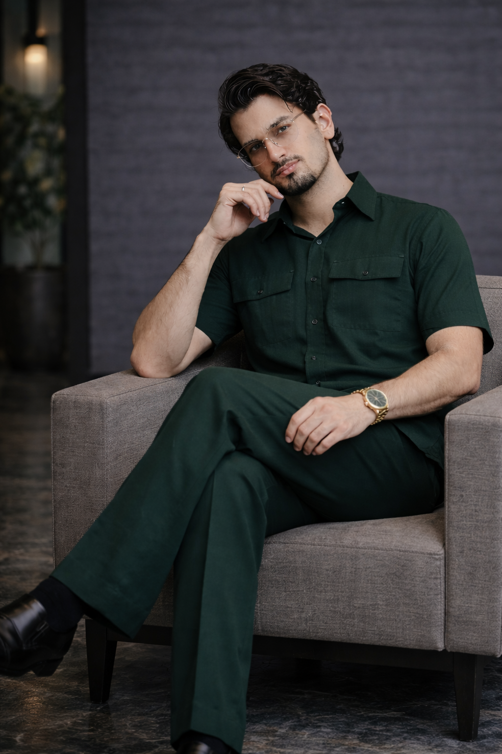 Royal Deep Green Irish Linen Co-ords Set