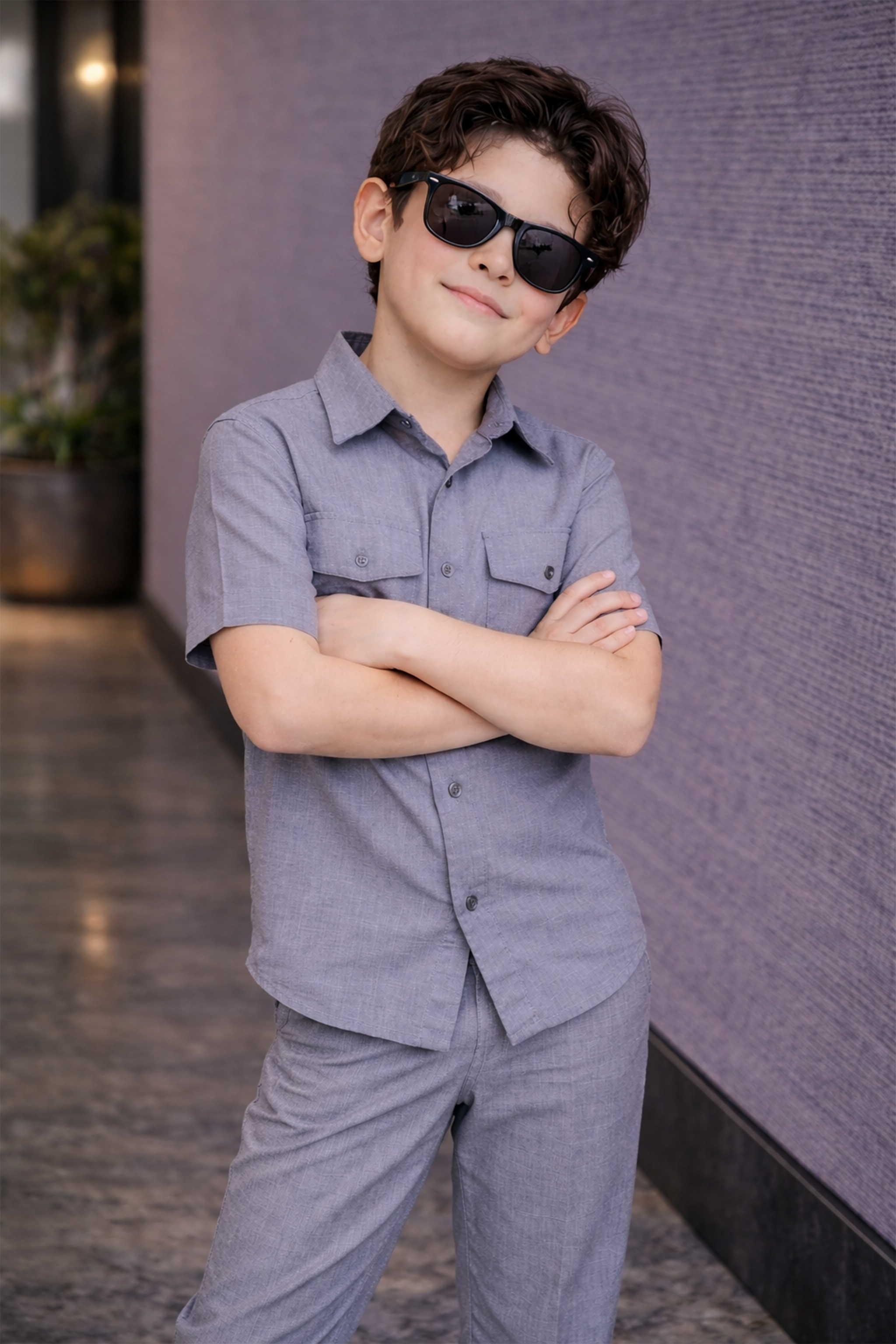 Charcoal Grey summer kids Co-ords in Irish Linen