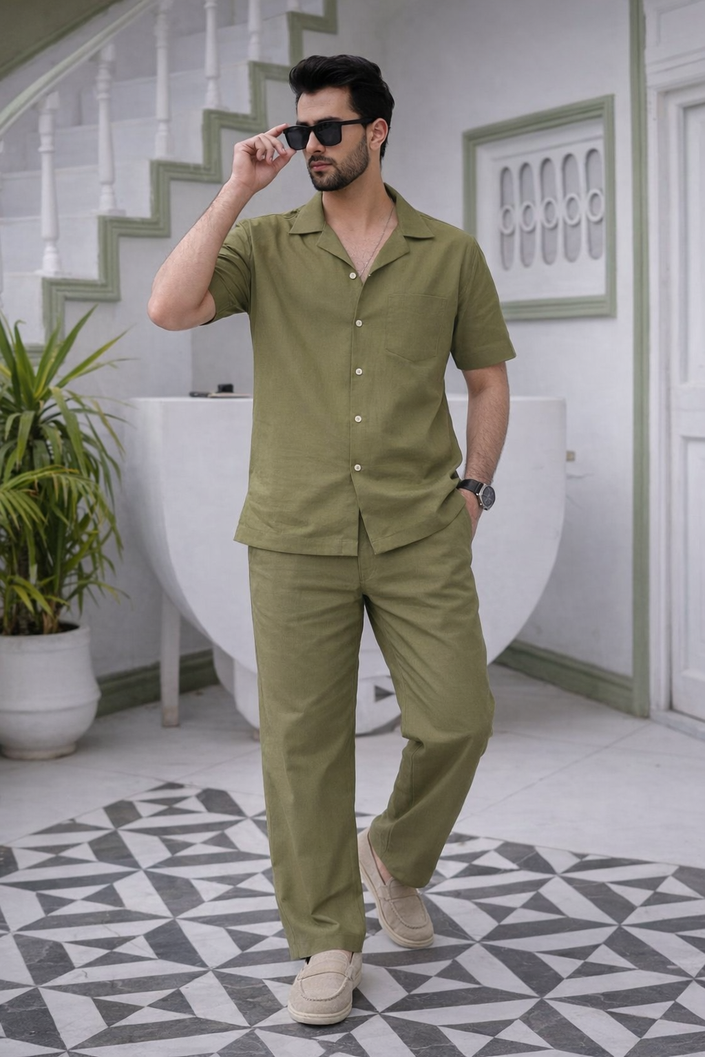 Olive Cotton Co-ord Set