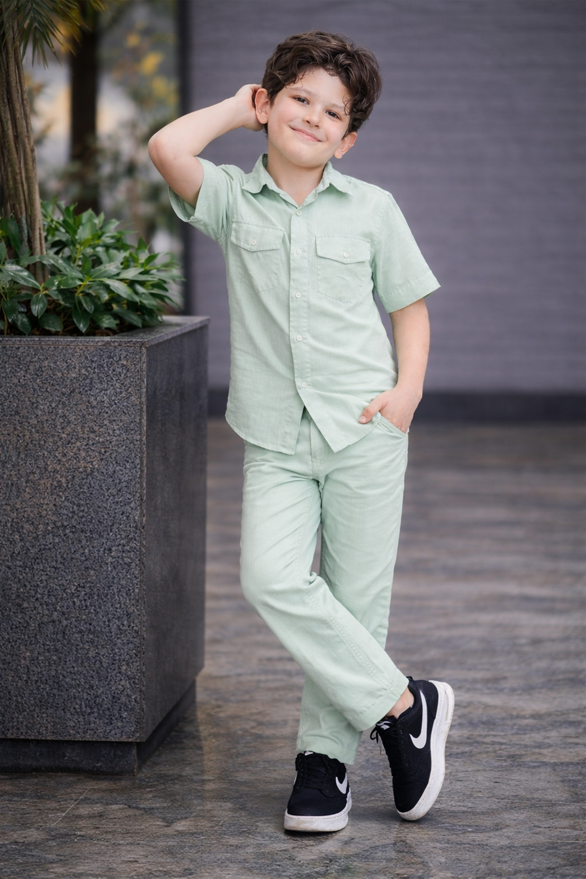 Pistachio summer Co-ords in Irish Linen
