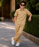 Vegas gold summer kid's Co-ords set in Irish Linen