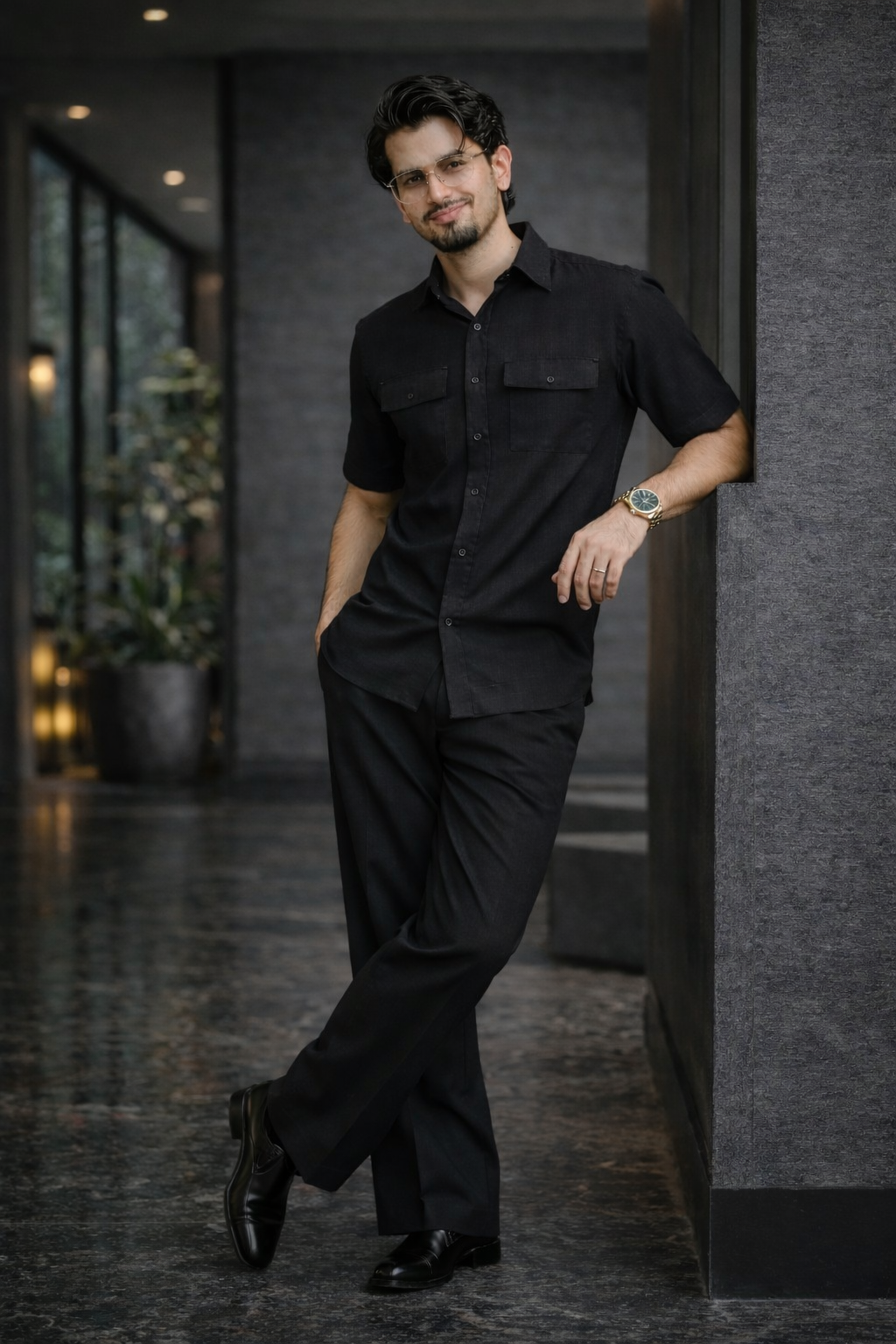 Black Premium Irish Linen Co-ords Set