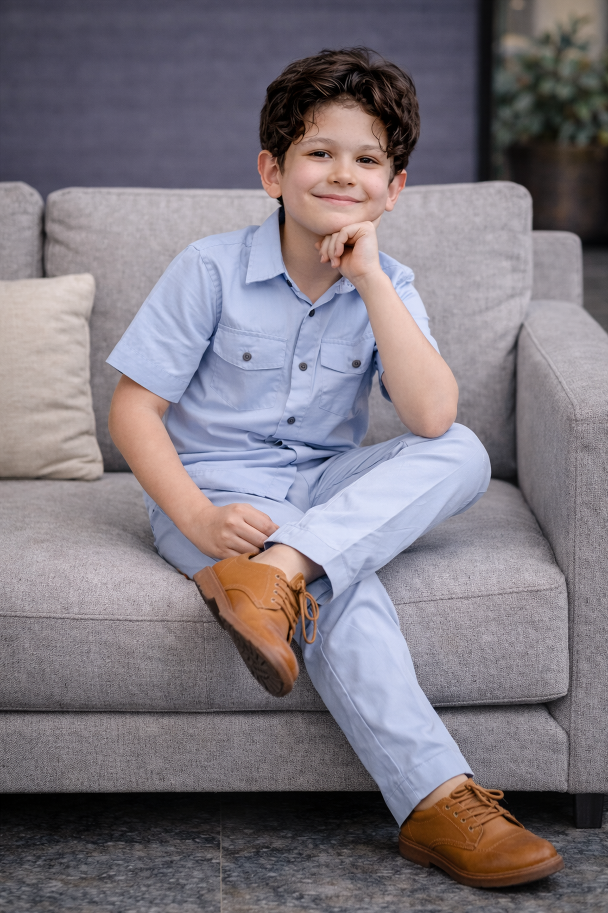 Sky Blue Summer Kids Co-ords in Irish Linen