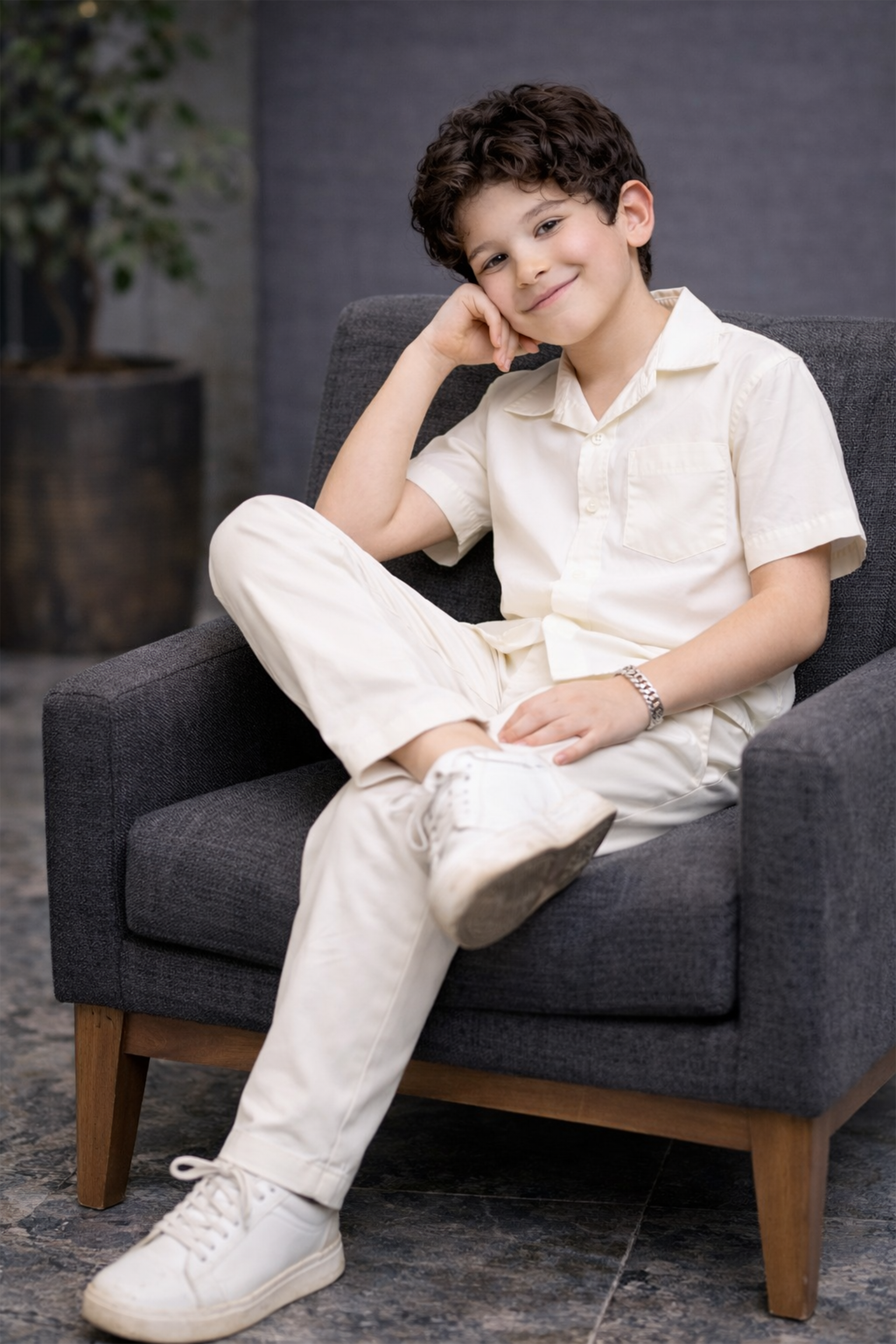 Off white Luxurious summer cotton kids Co-ords