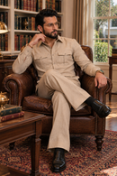 Beige full sleeve 4 pocket Men Co-ords set RR