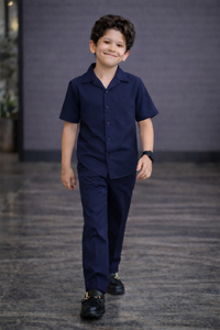 Navy blue premium summer cotton kids Co-ords