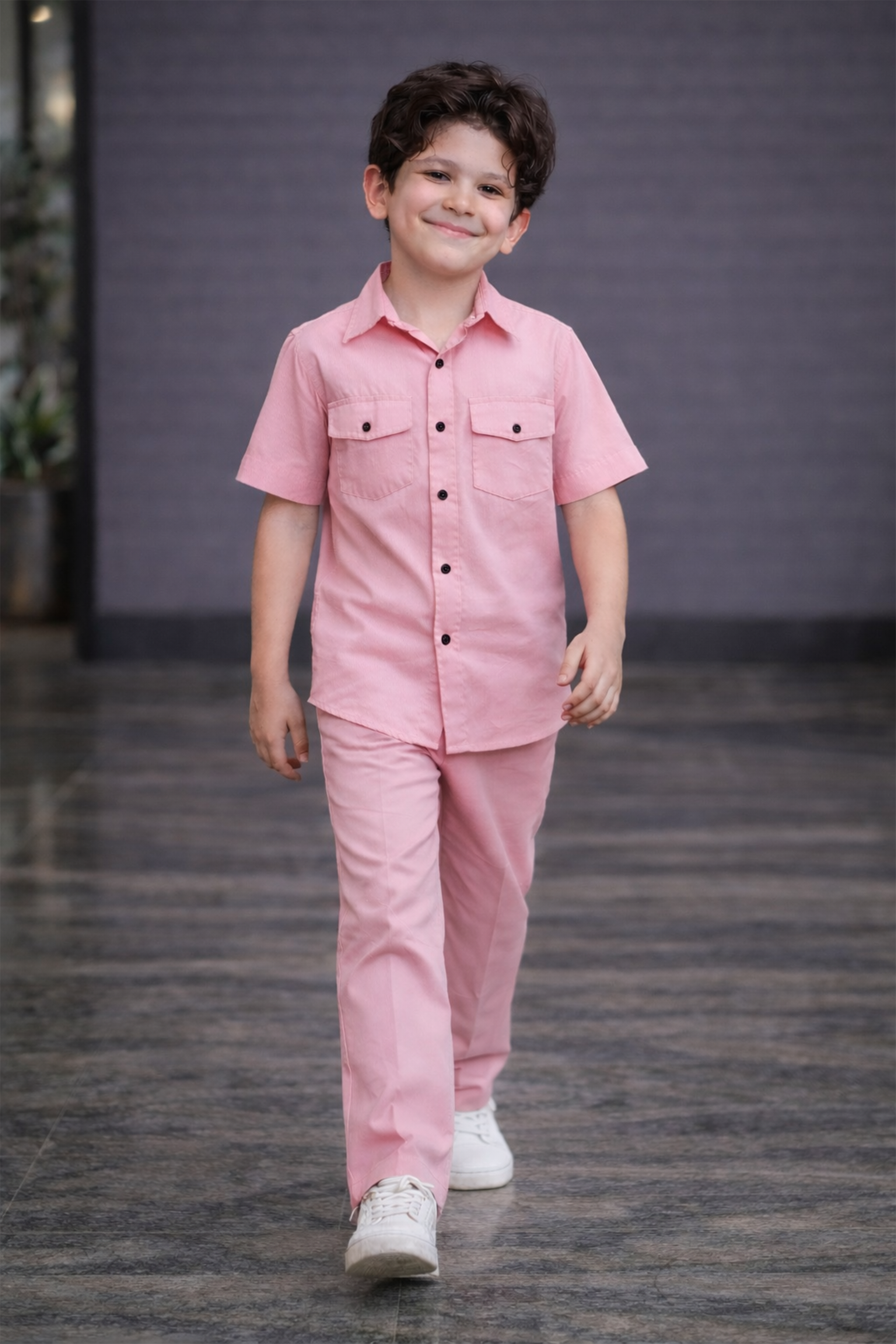 Carnation pink summer kids Co-ords in Irish Linen