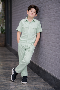 Pistachio summer Co-ords in Irish Linen