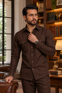 Brown Full sleeve Men Co-ords set_ RR