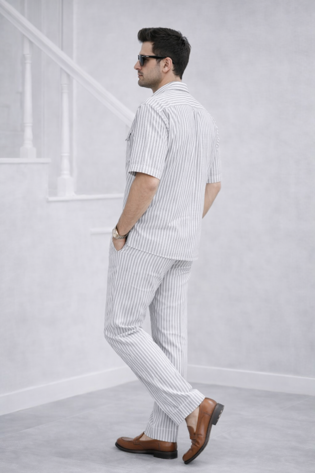 Grey Stripes Luxurious Cotton Co-ord Set