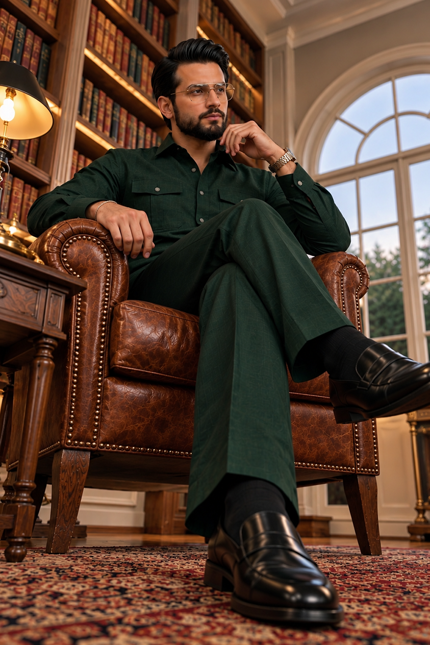 Dark green full sleeve Men Co-ords set RR