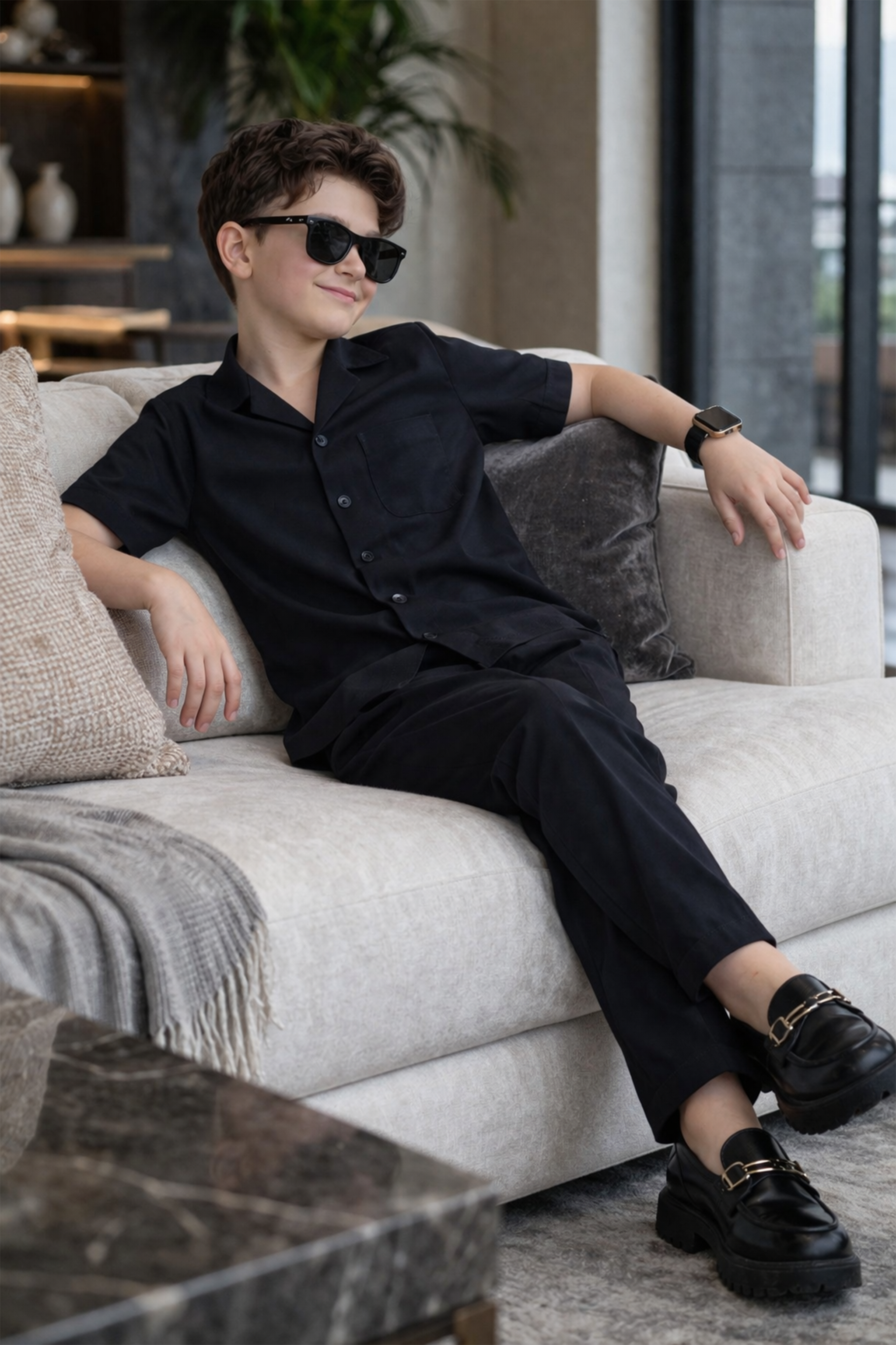 Black summer cotton kids Co-ords