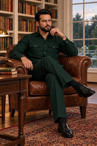 Dark green full sleeve Men Co-ords set RR