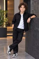 Black full sleeve kid's Co-ords set