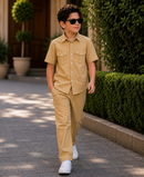 Vegas gold summer kid's Co-ords set in Irish Linen