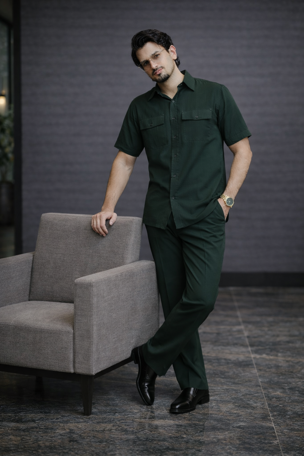 Royal Deep Green Irish Linen Co-ords Set