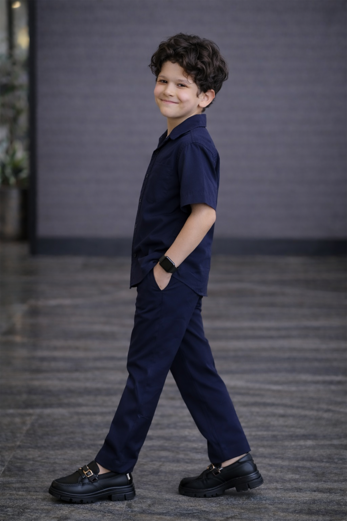 Navy blue premium summer cotton kids Co-ords