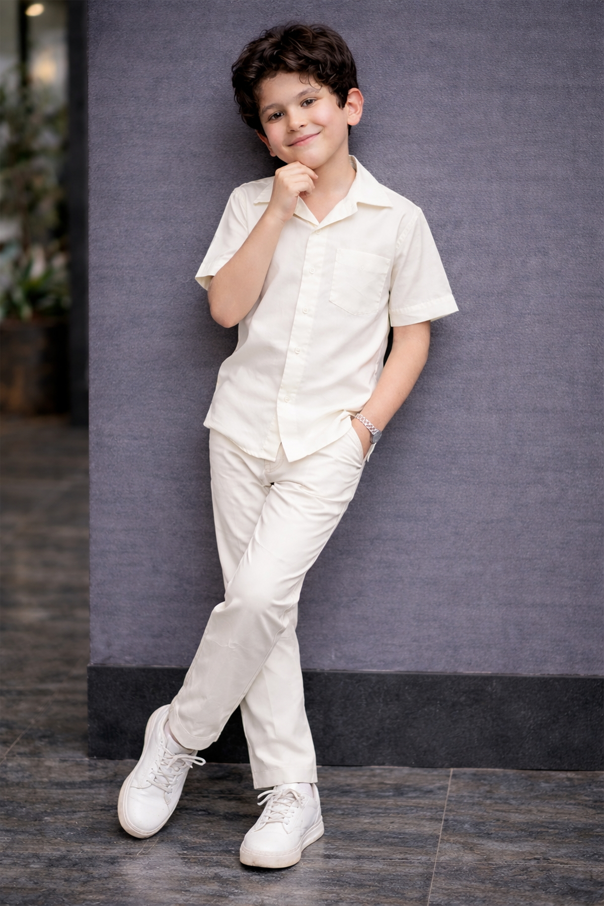Off white Luxurious summer cotton kids Co-ords